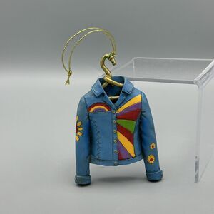 KSA Resin Demin Jacket Christmas Ornament Daisies Rainbow Accents Holiday 2011